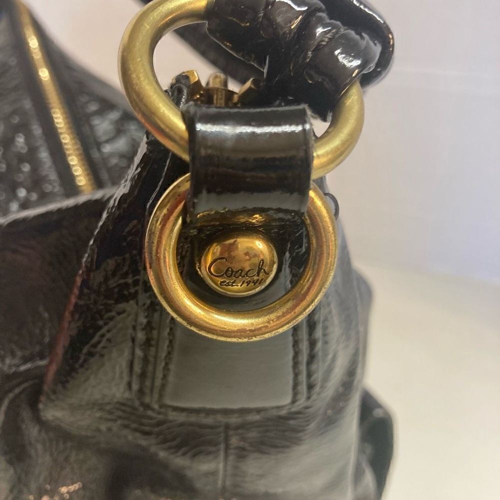 COACH Women’s Kristen Hobo Bag‎ Black Patent Leather 18013 12X13 - Picture 5 of 11
